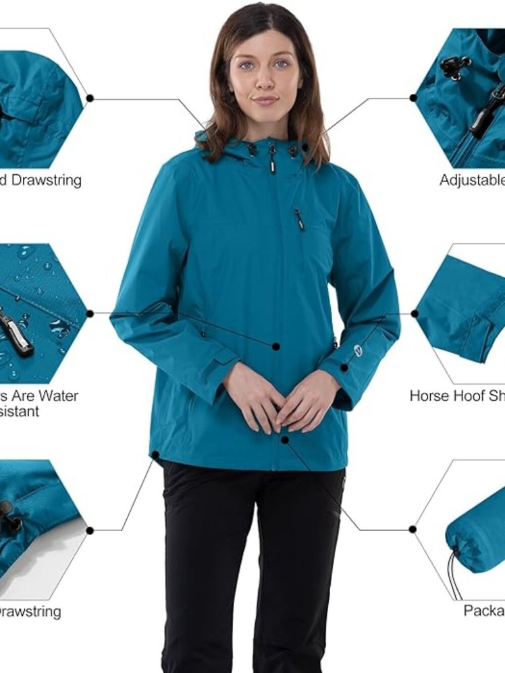 Outdoor Ventures Packable Rain Jacket Women Lightweight Waterproof Raincoat